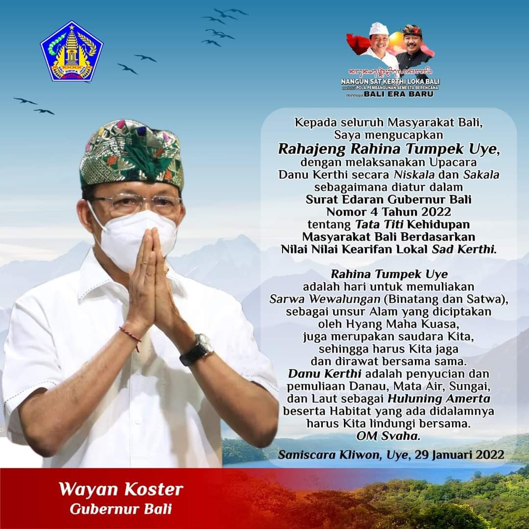 Rahajeng Rahina Tumpek Uye, Saniscara Kliwon Uye, 29 Januari 2022