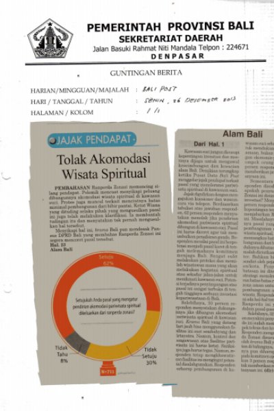 Tolak Akomodasi Wisata Spiritual