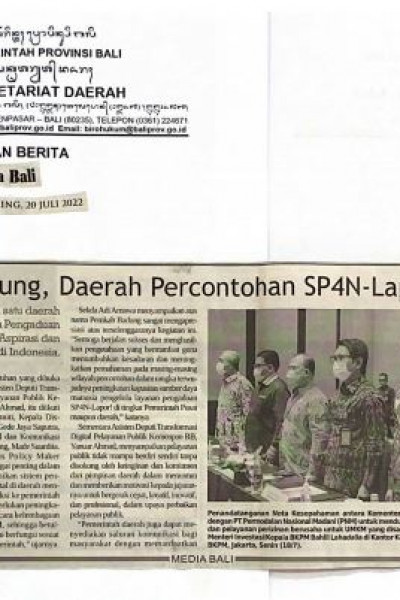 Badung , Daerah Percontohan S4PN-Lapor!