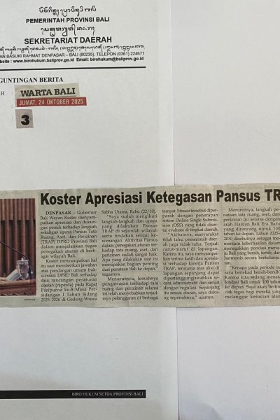 Koster Apresiasi Ketegasan Pansus TRAP DPRD