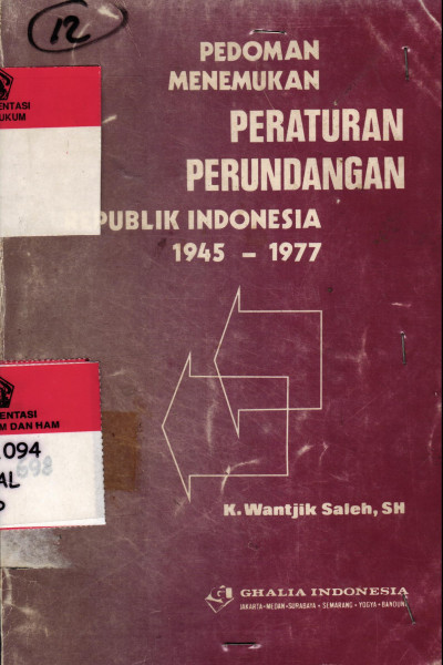 Pedoman menemukan peraturan perundangan Republik Indonesia 1945 - 1977